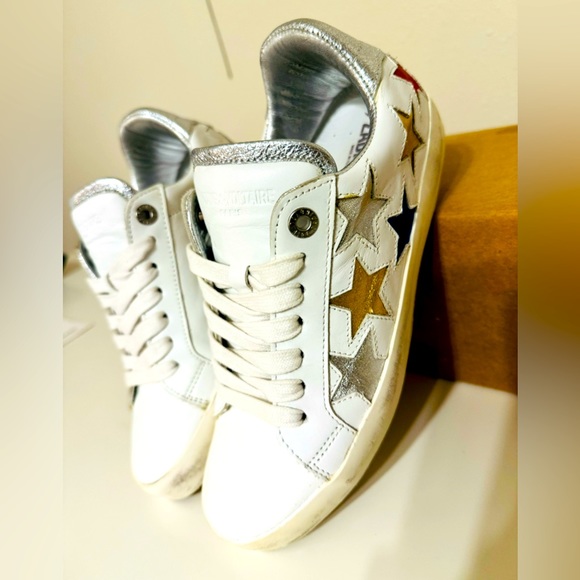ZADIG & VOLTAIRE Women's Used Star Multicolor Patchwork Low Top Sneakers EU 38 - Picture 4 of 6
